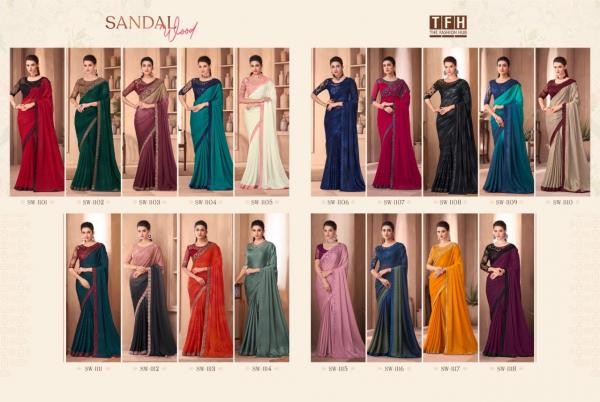 Tfh Sandal Wood 11th Edition Party Wear Silk Saree Collection